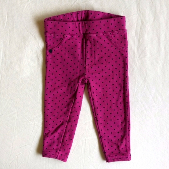 purple with polkadots stretchy knit jeggings 9-12 months baby girl - Picture 1 of 7
